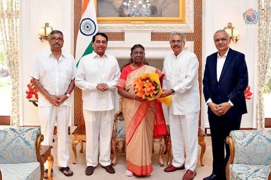 Members of the Sri Sathya Sai Central Trust at a formal reception